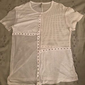 Emma and Sam (LF) White Mixed Textured T-Shirt